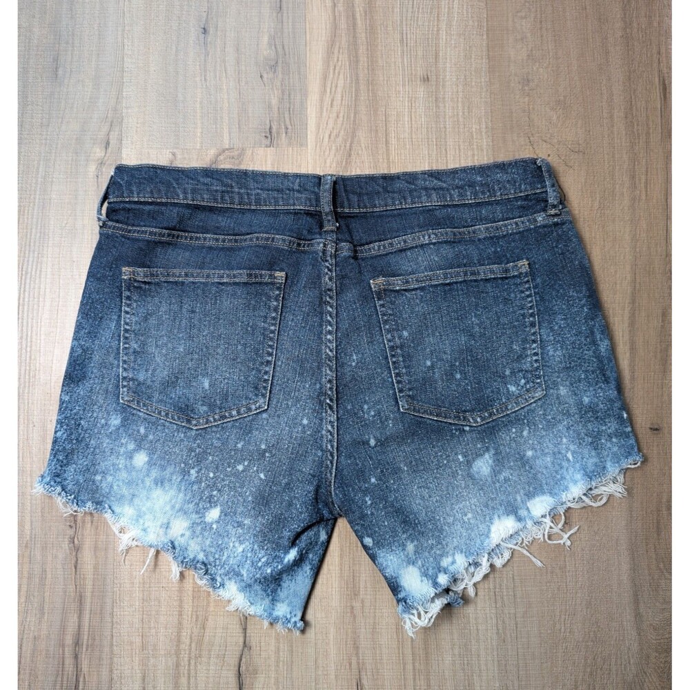 Banana Republic Blue Denim Shorts Size 10 Bleach Splash Cut Off 5" Women's